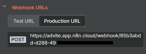Copying the product webhook url from n8n.